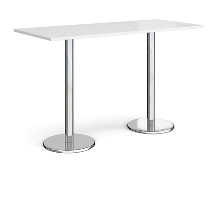 Pisa rectangular poseur table with round bases - PPR1800-WH