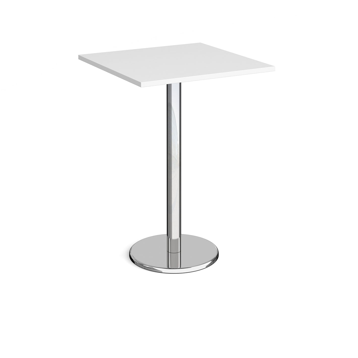 Pisa square poseur table with round base - PPS800-WH