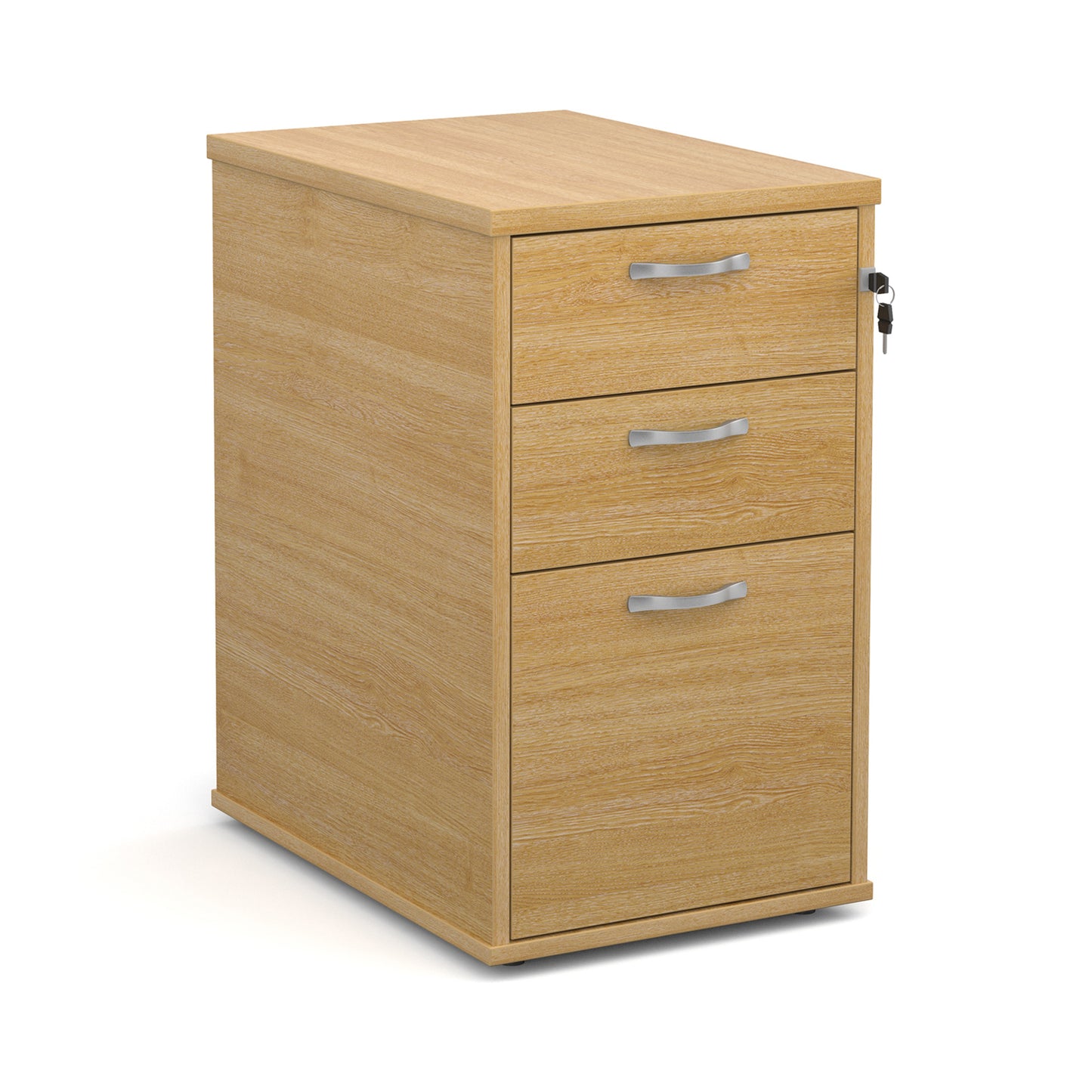 Desk high pedestal 600mm with silver handles - R25DH6O
