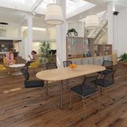 Radial end meeting table with 6 radial legs