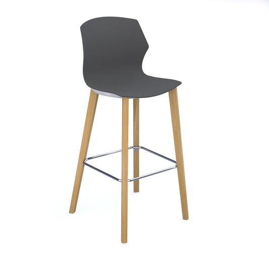 Roscoe high stool with wooden legs