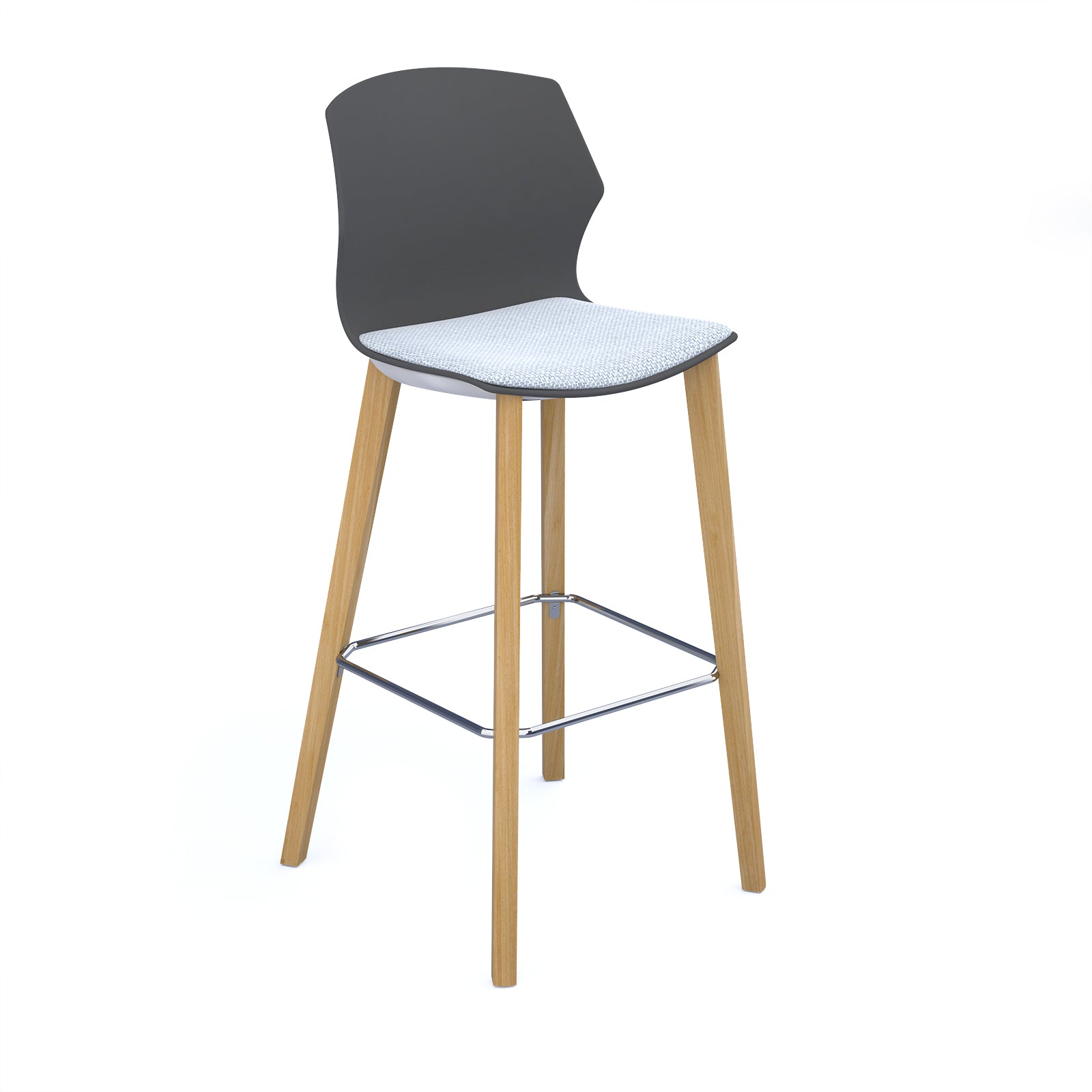 Roscoe high stool with seat pad and wooden legs - ROS01-HS-CG-SP
