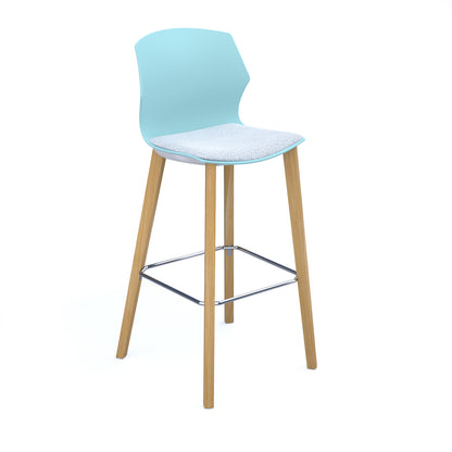 Roscoe high stool with seat pad and wooden legs - ROS01-HS-IB-SP
