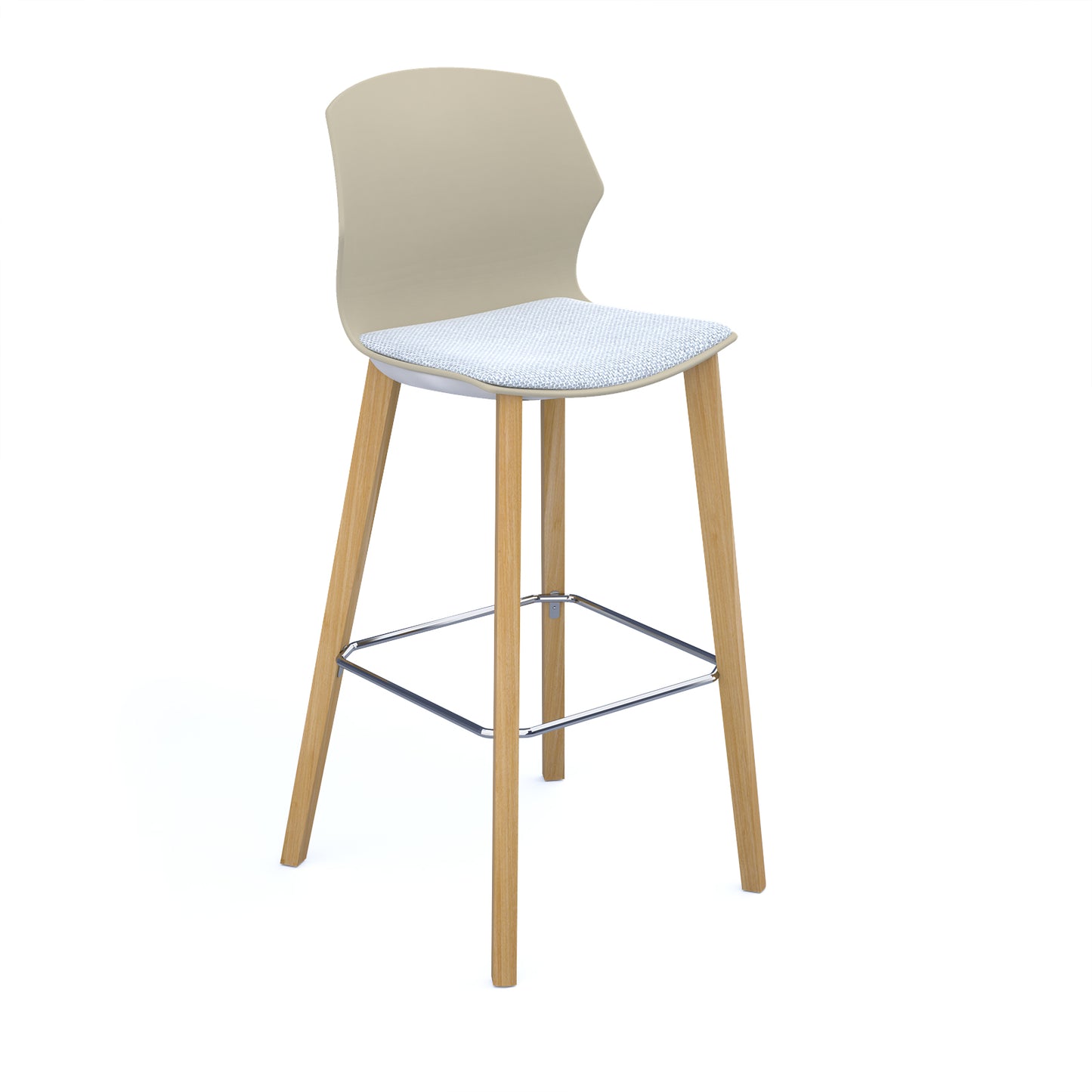 Roscoe high stool with seat pad and wooden legs - ROS01-HS-SB-SP