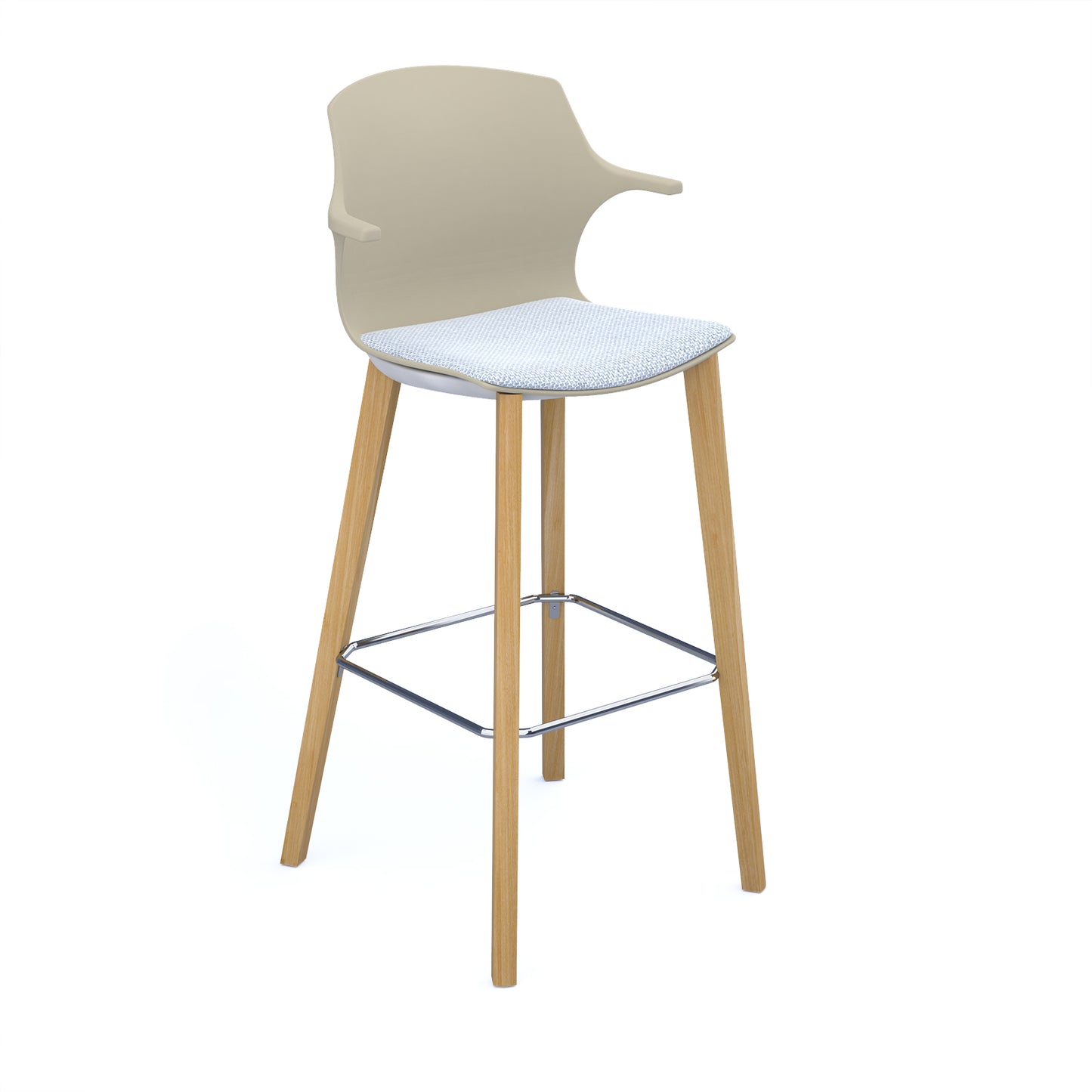 Roscoe high stool with seat pad and wooden legs - ROS01-HSA-SB-SP