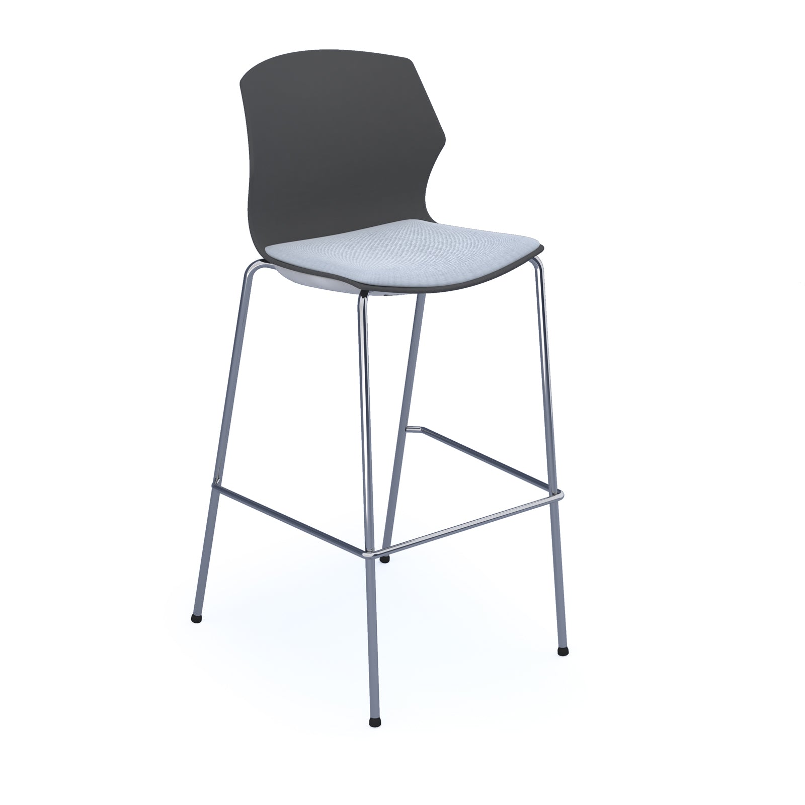 Roscoe high stool with seat pad and chrome frame - ROS02-HS-CG-SP