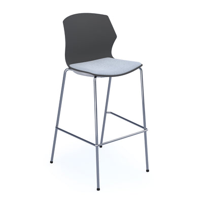 Roscoe high stool with seat pad and chrome frame - ROS02-HS-CG-SP