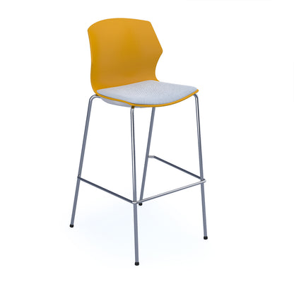 Roscoe high stool with seat pad and chrome frame - ROS02-HS-WY-SP