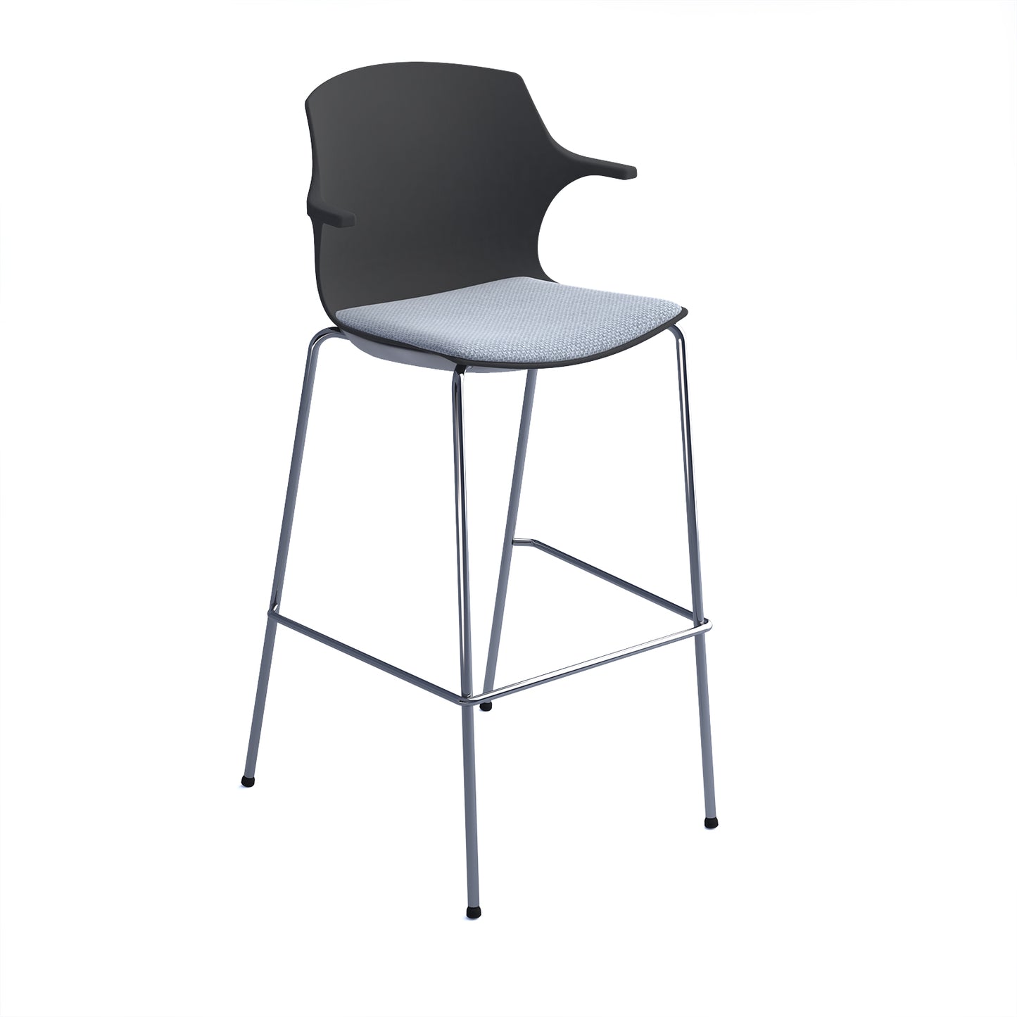 Roscoe high stool with seat pad and chrome frame - ROS02-HSA-CG-SP