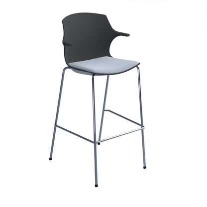 Roscoe high stool with seat pad and chrome frame - ROS02-HSA-CG-SP