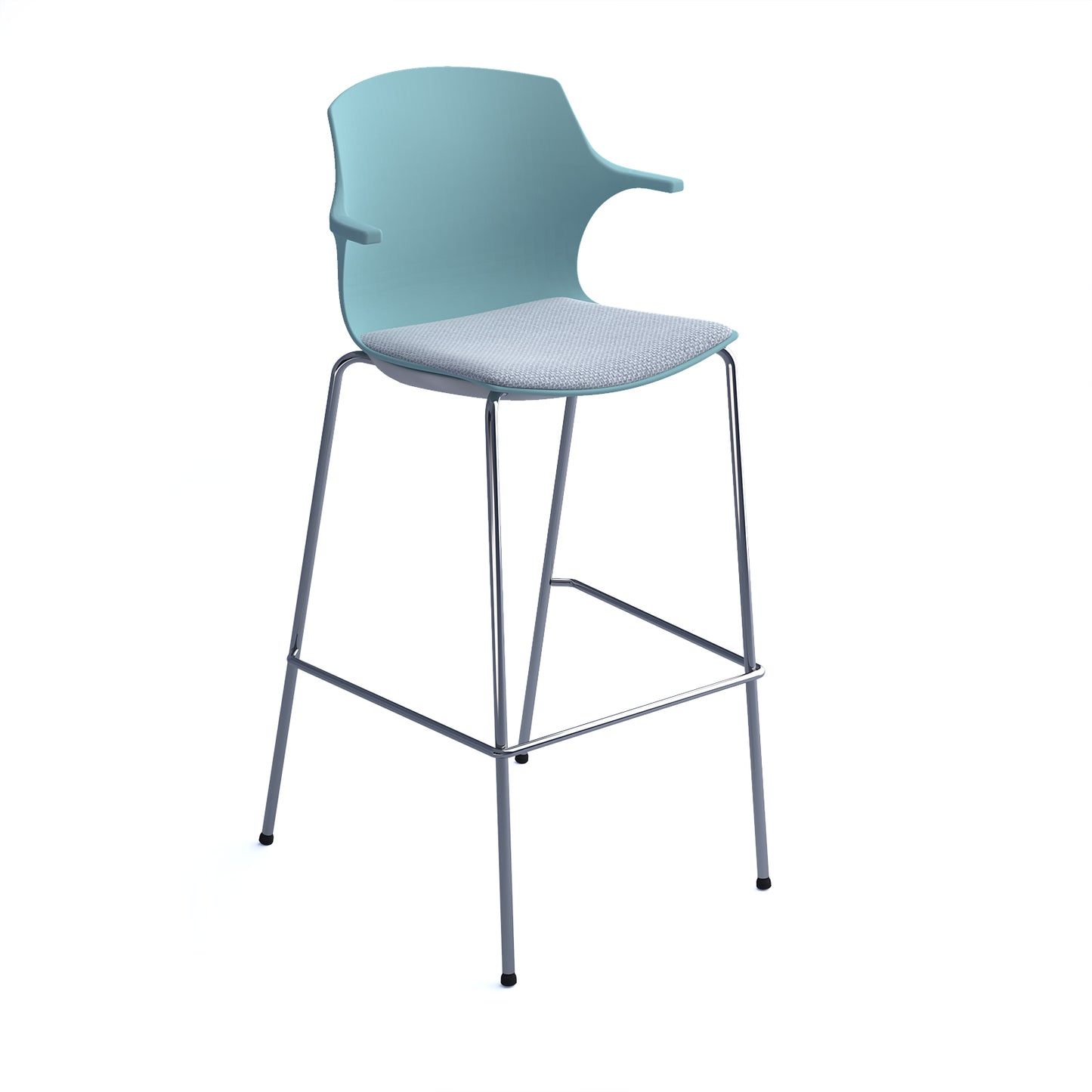 Roscoe high stool with seat pad and chrome frame - ROS02-HSA-IB-SP