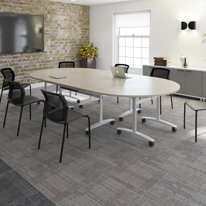 Santana 4 leg mobile chair with fabric seat and mesh back