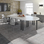 Santana 4 leg mobile chair with fabric seat and perforated back