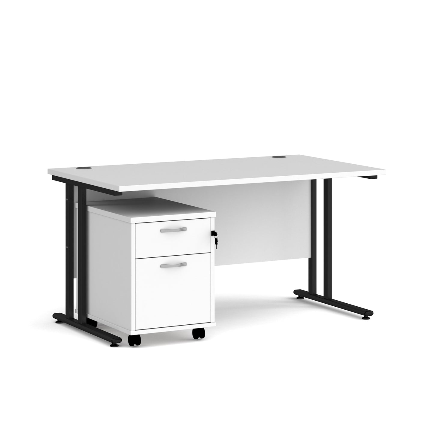 Maestro 25 desk 800mm with 2 drawer pedestal - SBK214WH