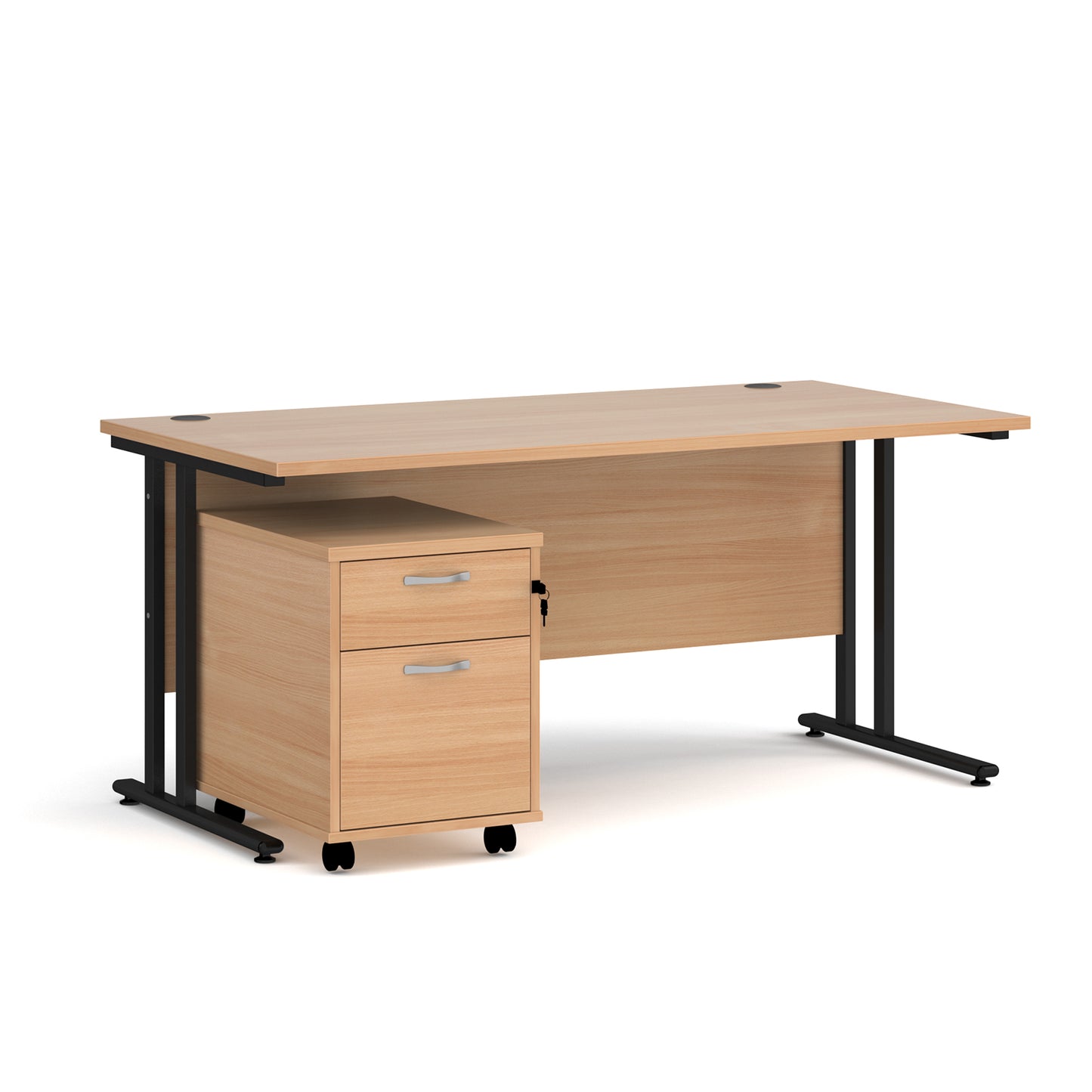 Maestro 25 desk 800mm with 2 drawer pedestal - SBK216B