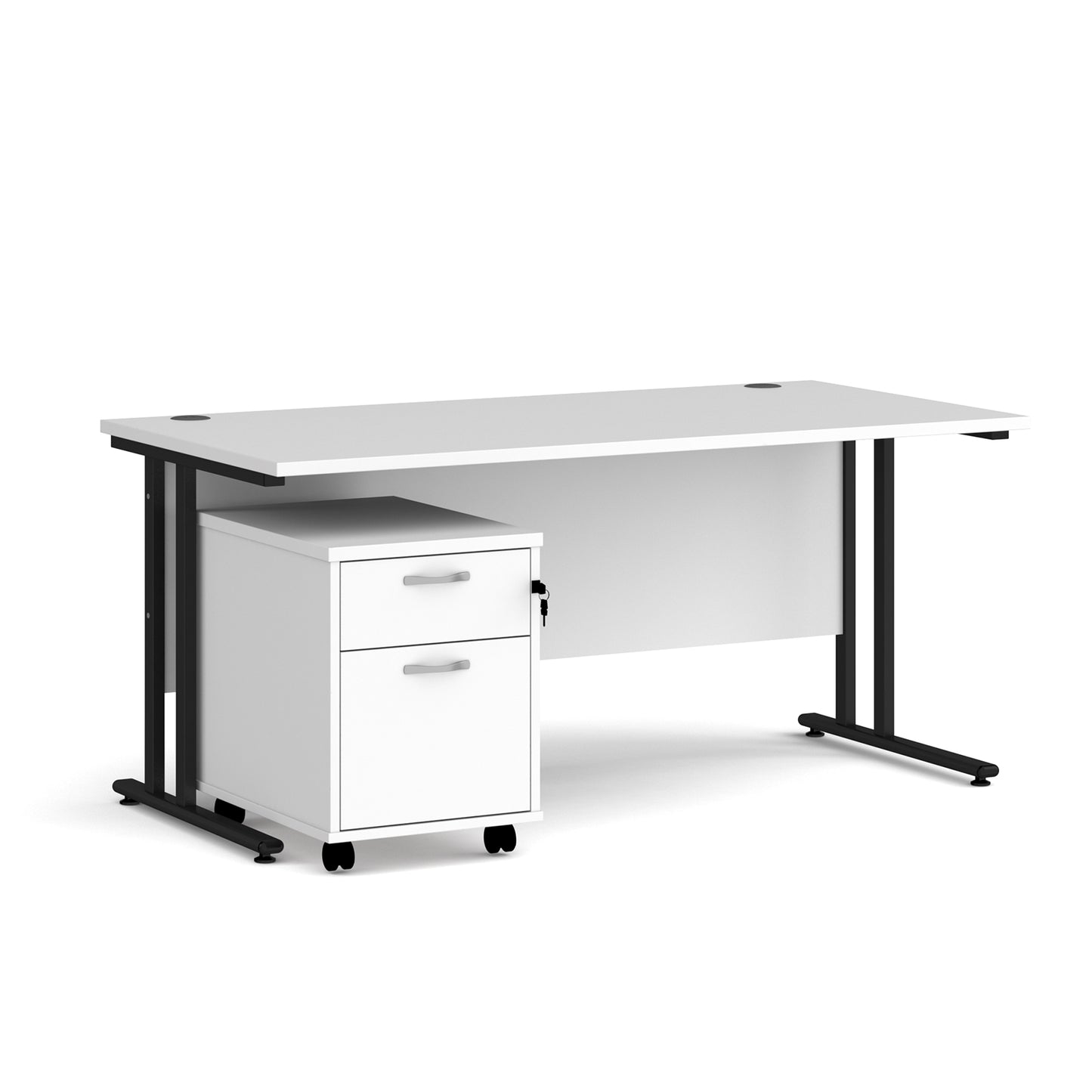 Maestro 25 desk 800mm with 2 drawer pedestal - SBK216WH