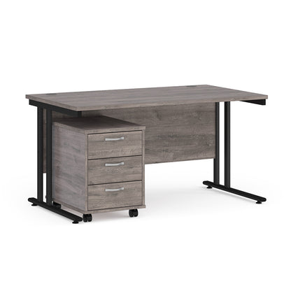 Maestro 25 desk 800mm with 3 drawer pedestal - SBK314GO