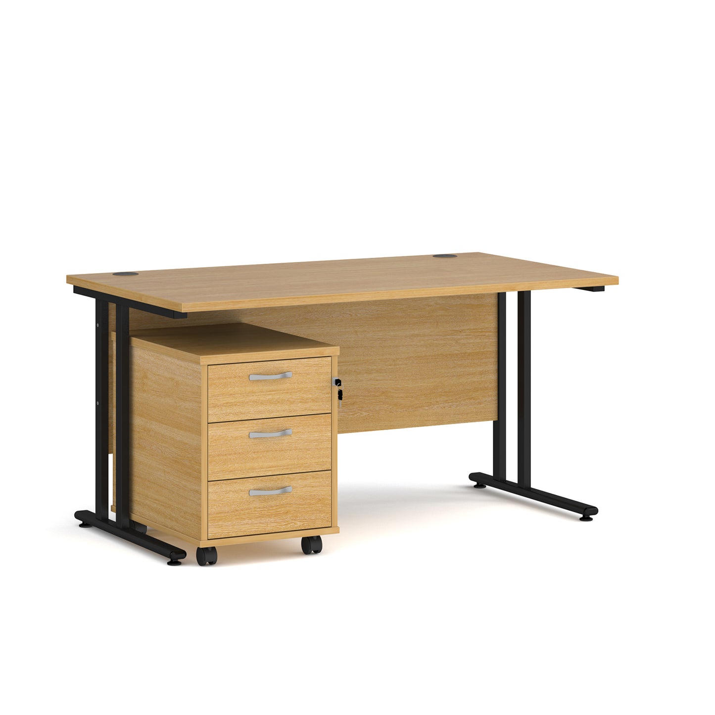 Maestro 25 desk 800mm with 3 drawer pedestal - SBK314O