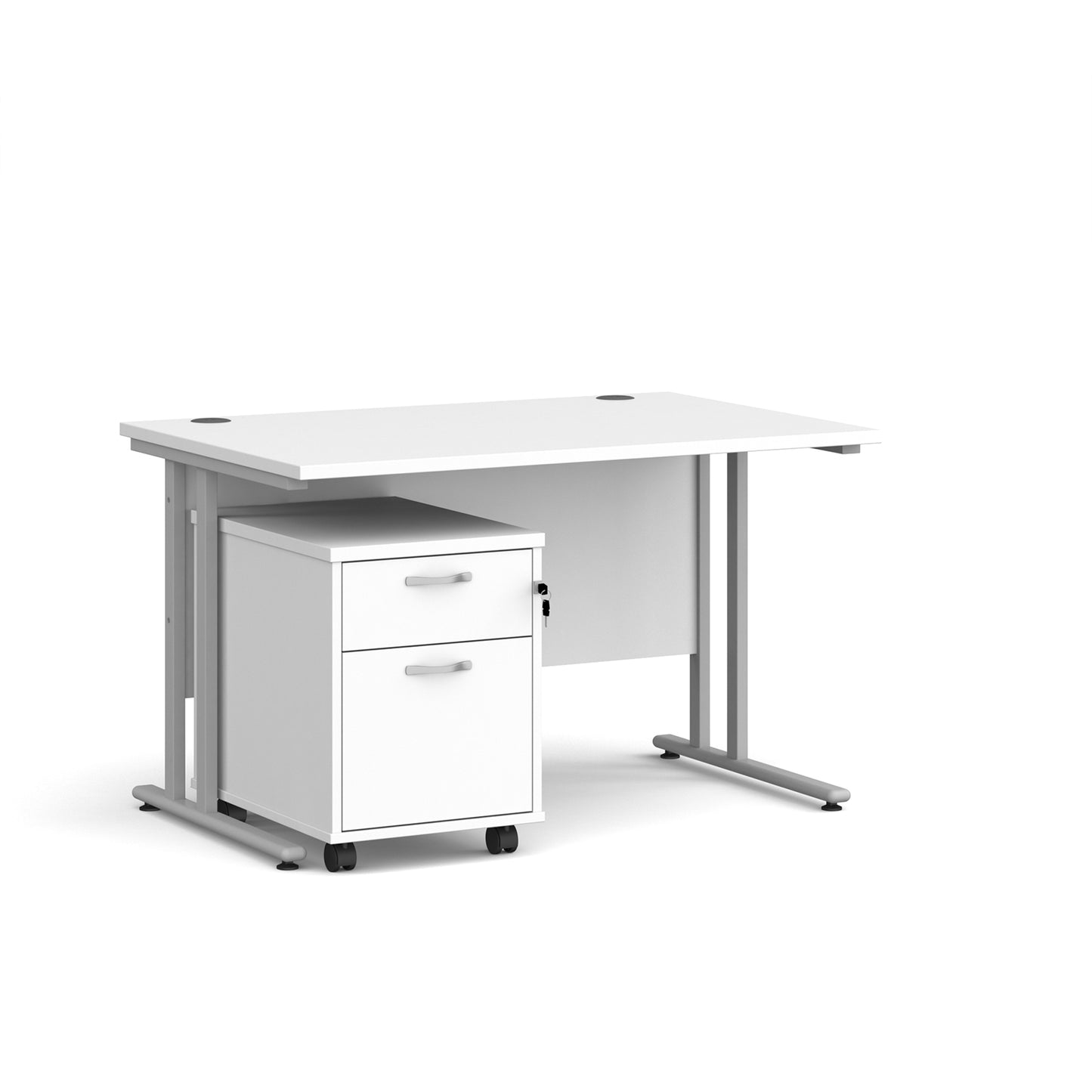 Maestro 25 desk 800mm with 2 drawer pedestal - SBS212WH