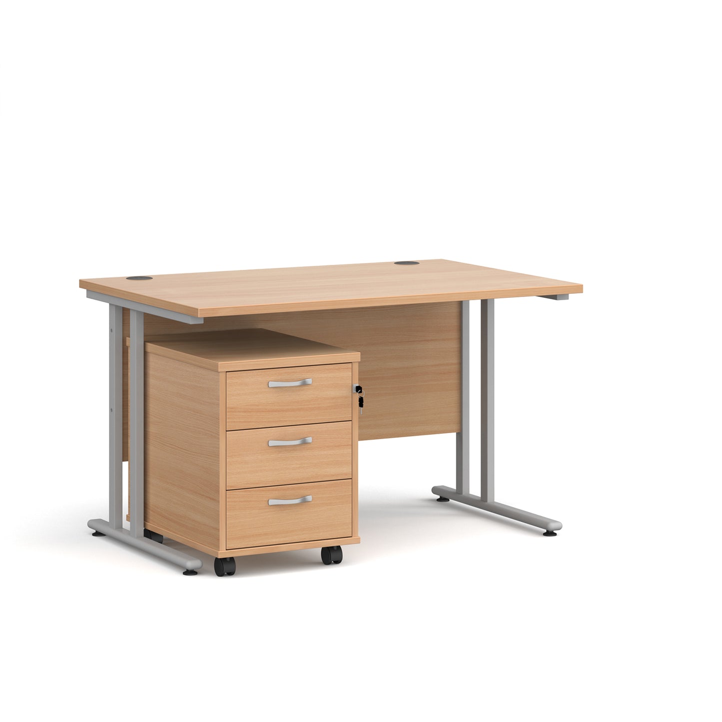 Maestro 25 desk 800mm with 3 drawer pedestal - SBS312B