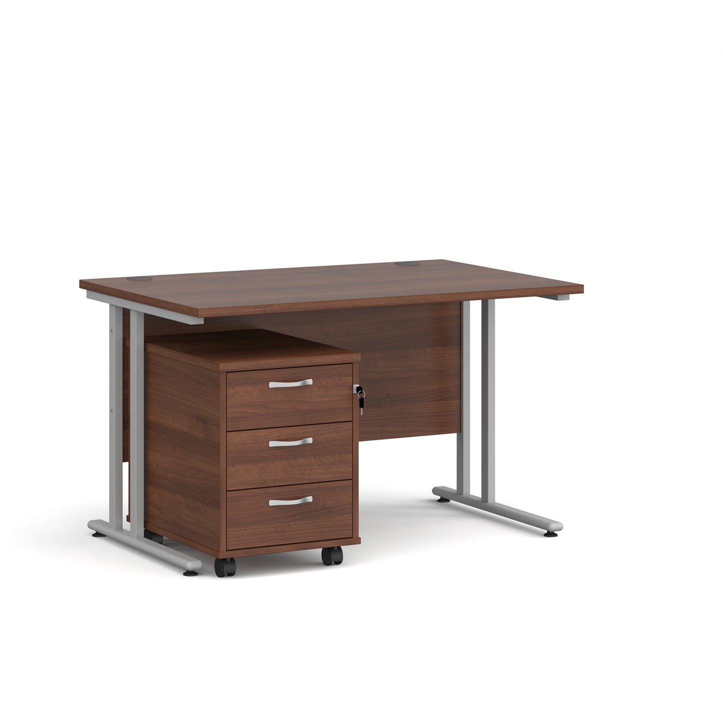 Maestro 25 desk 800mm with 3 drawer pedestal - SBS312W