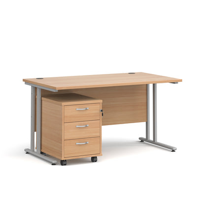Maestro 25 desk 800mm with 3 drawer pedestal - SBS314B