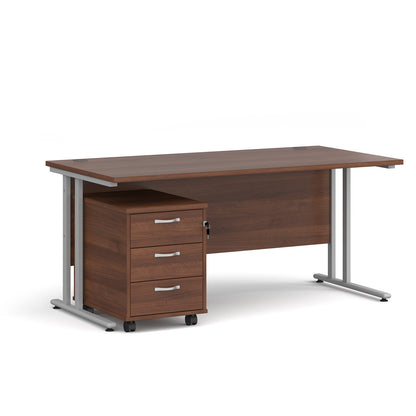 Maestro 25 desk 800mm with 3 drawer pedestal - SBS316W