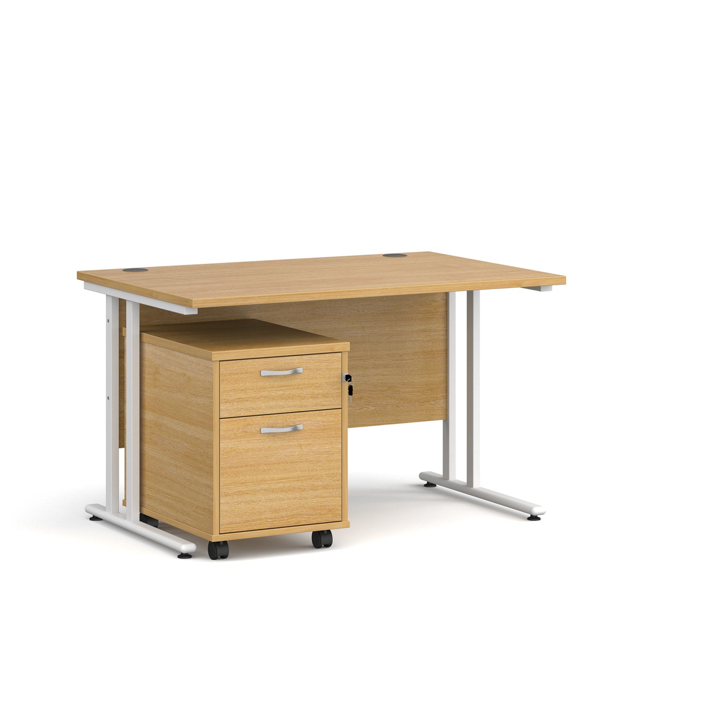 Maestro 25 desk 800mm with 2 drawer pedestal - SBWH212O