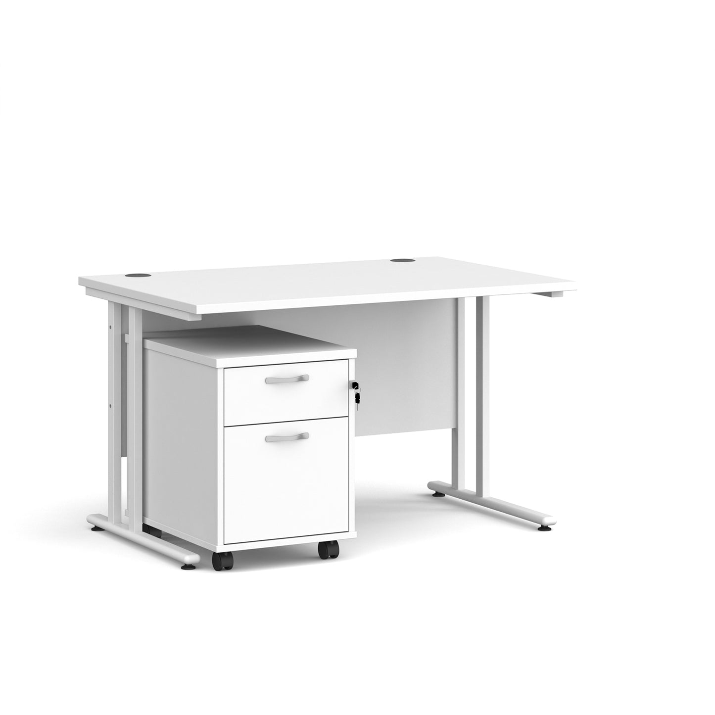 Maestro 25 desk 800mm with 2 drawer pedestal - SBWH212WH