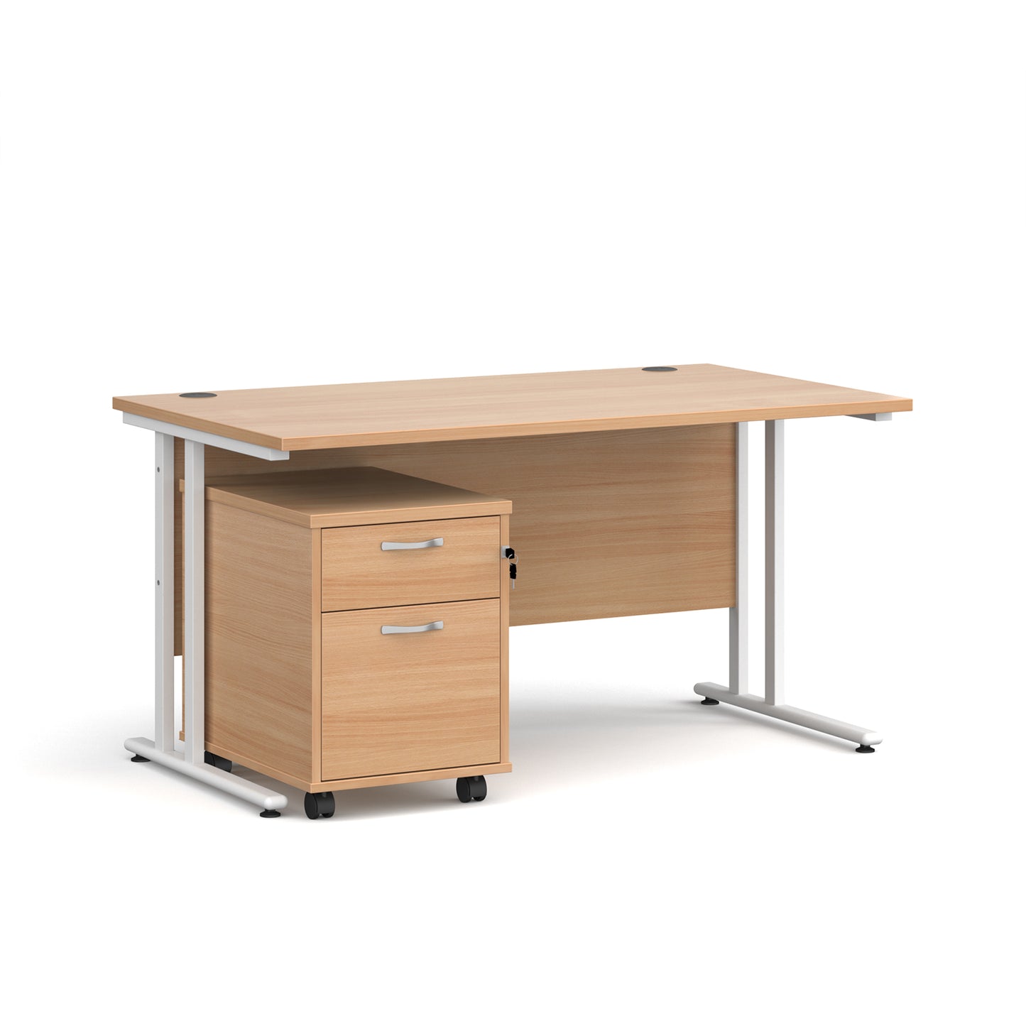 Maestro 25 desk 800mm with 2 drawer pedestal - SBWH214B