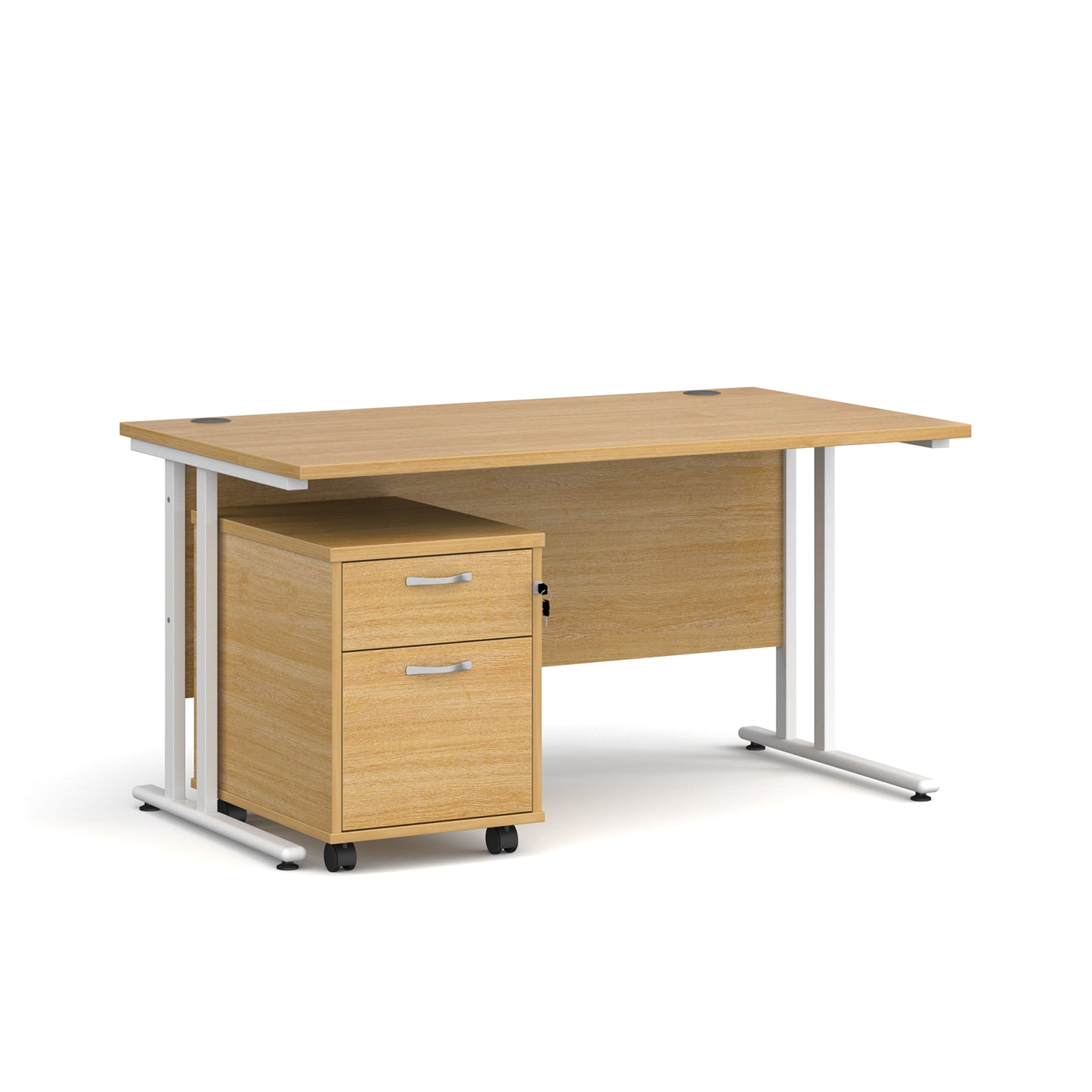 Maestro 25 desk 800mm with 2 drawer pedestal - SBWH214O