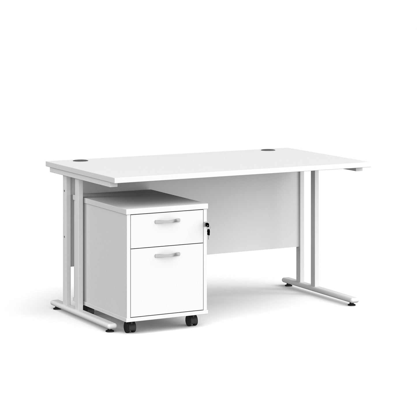 Maestro 25 desk 800mm with 2 drawer pedestal - SBWH214WH