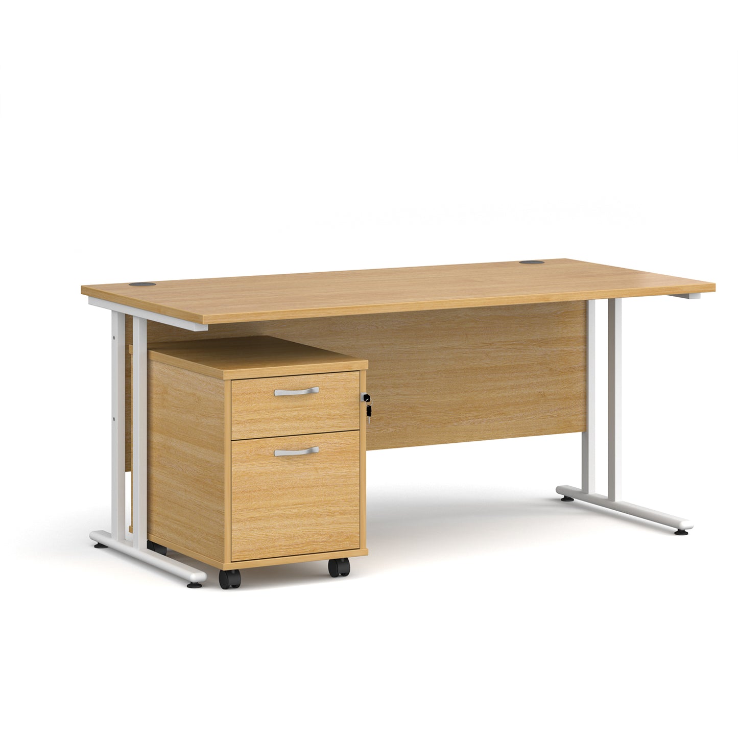 Maestro 25 desk 800mm with 2 drawer pedestal - SBWH216O
