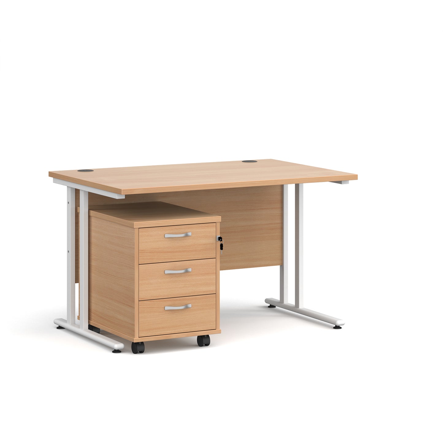 Maestro 25 desk 800mm with 3 drawer pedestal - SBWH312B