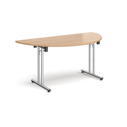 Semi circular folding leg table with straight feet - SFL1600S-C-B