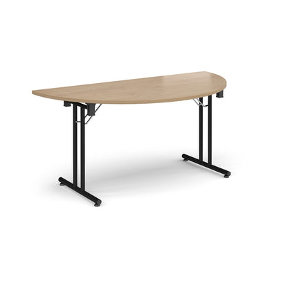 Semi circular folding leg table with straight feet - SFL1600S-K-KO