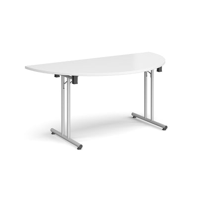 Semi circular folding leg table with straight feet - SFL1600S-S-WH