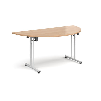 Semi circular folding leg table with straight feet - SFL1600S-WH-B