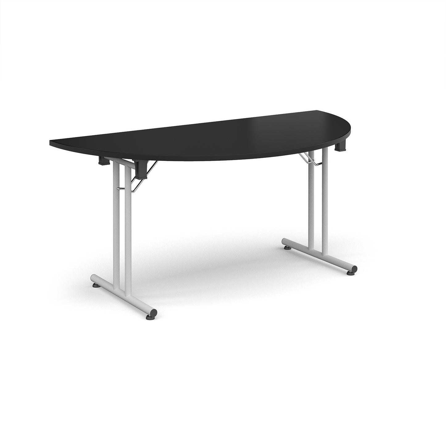 Semi circular folding leg table with straight feet - SFL1600S-WH-BK
