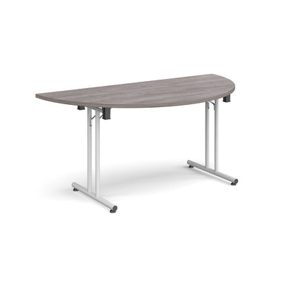 Semi circular folding leg table with straight feet - SFL1600S-WH-GO