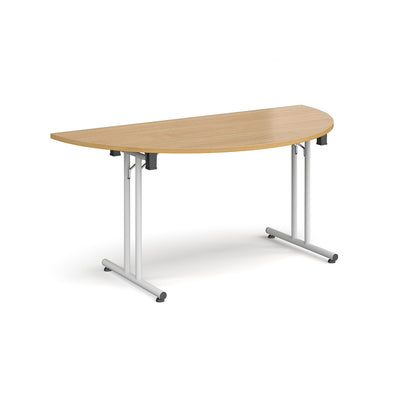 Semi circular folding leg table with straight feet - SFL1600S-WH-O