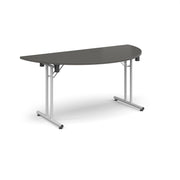 Semi circular folding leg table with straight feet