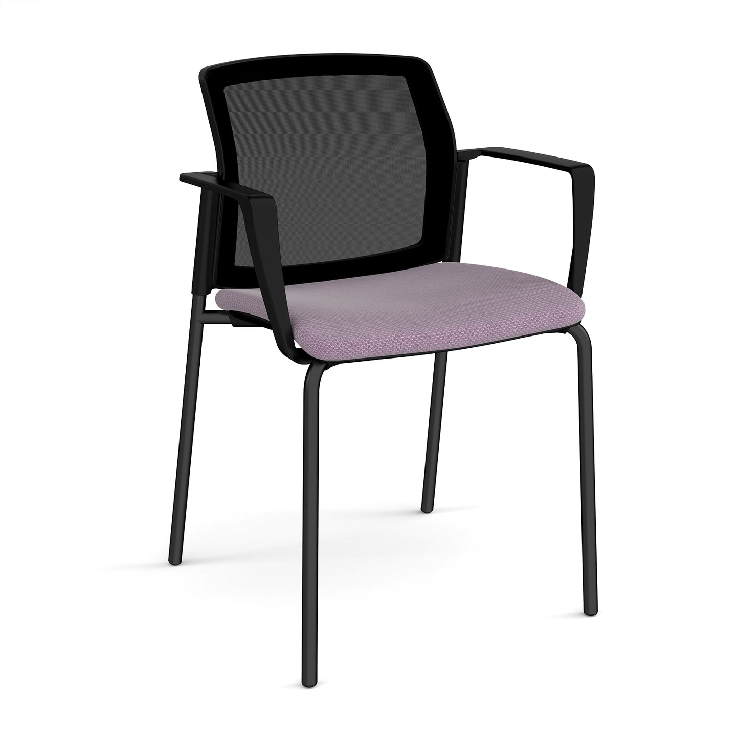 Santana 4 leg stacking chair with fabric seat and mesh back - SMB101-K
