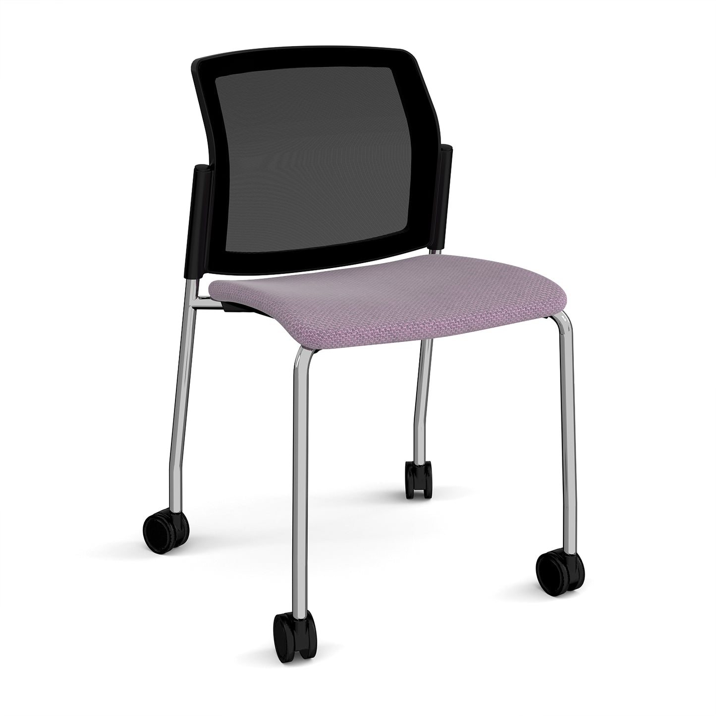 Santana 4 leg mobile chair with fabric seat and mesh back - SMB200-C