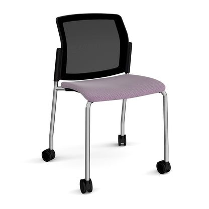 Santana 4 leg mobile chair with fabric seat and mesh back - SMB200-C