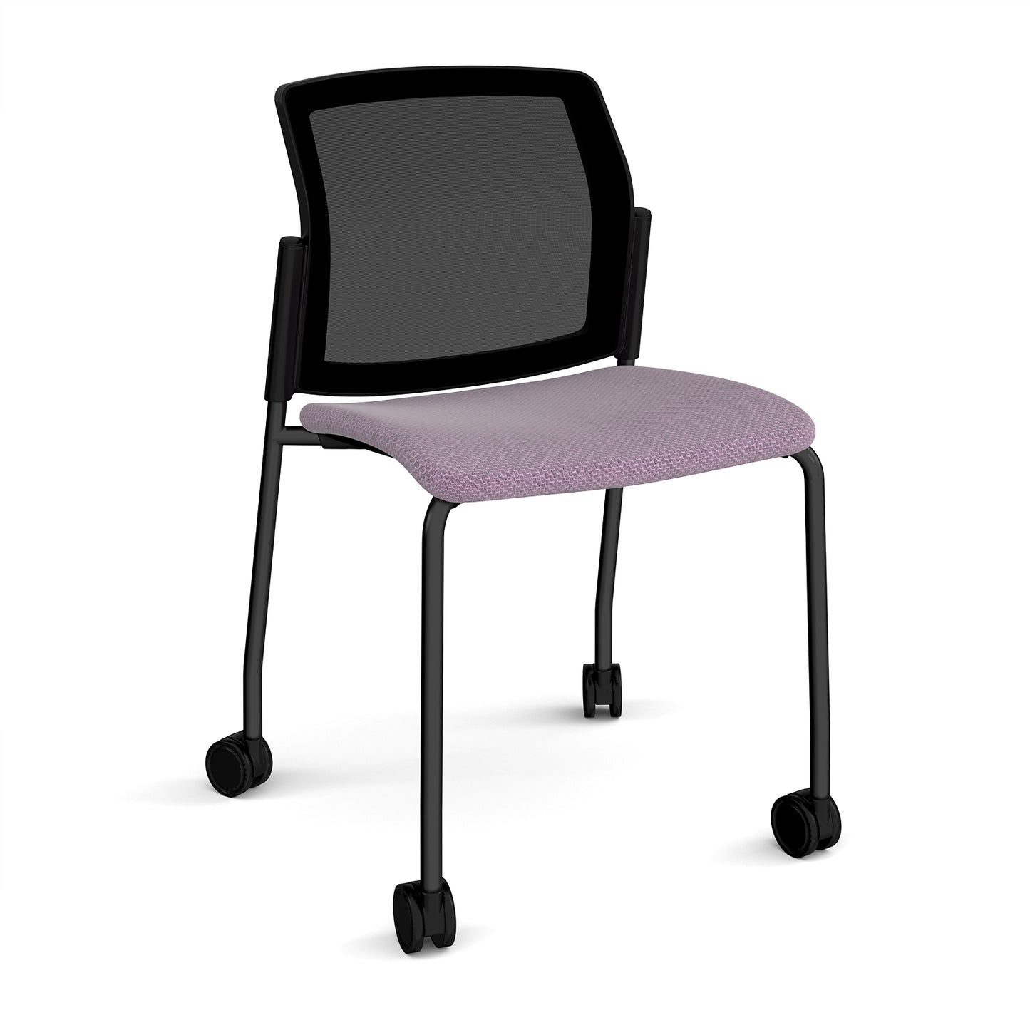 Santana 4 leg mobile chair with fabric seat and mesh back - SMB200-K