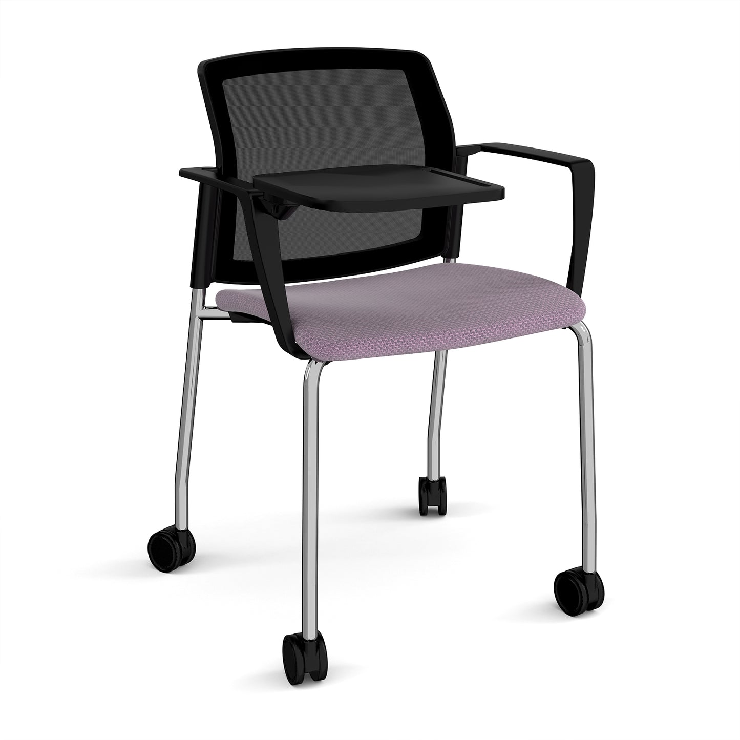 Santana 4 leg mobile chair with fabric seat and mesh back - SMB202-C