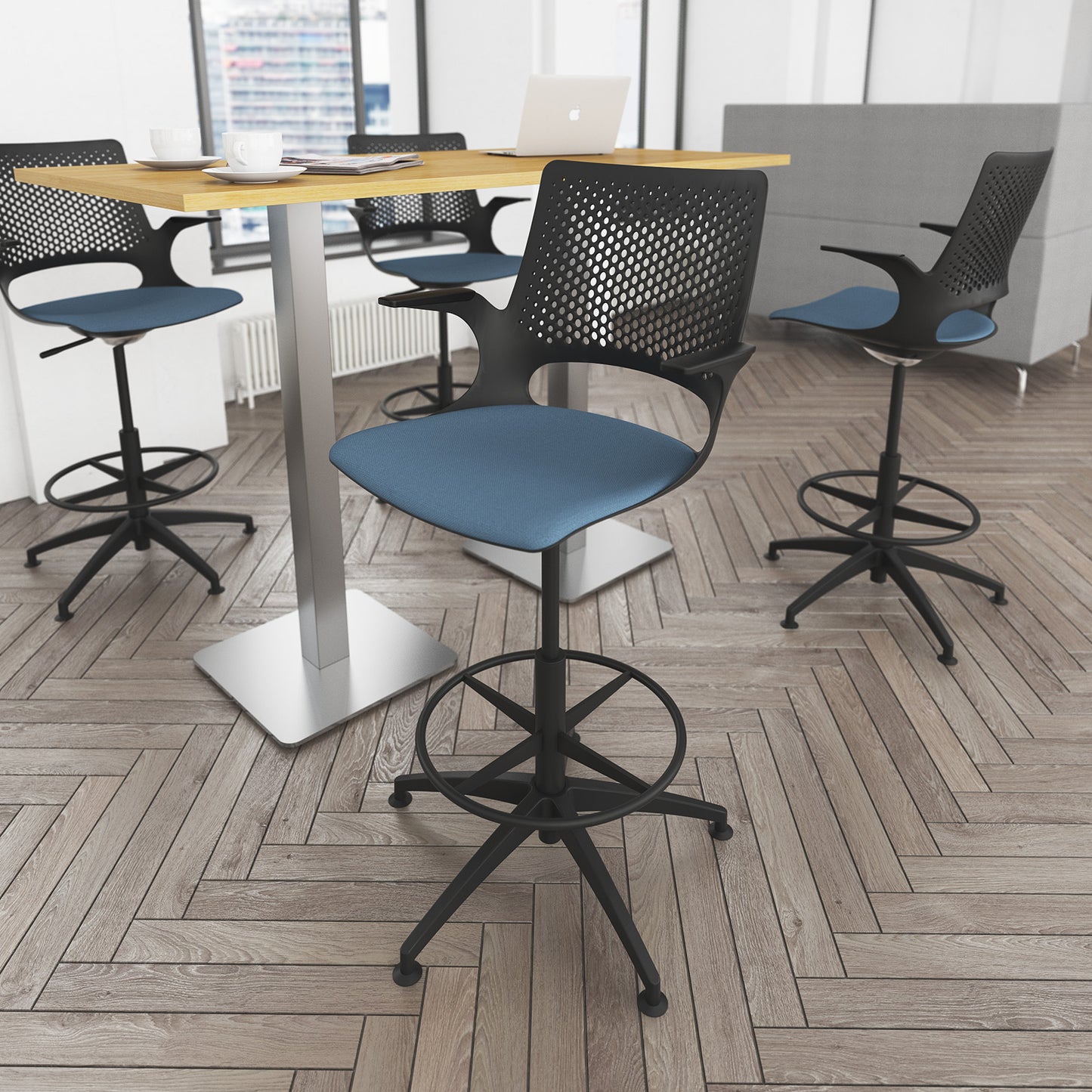 Brescia circular poseur table with flat square base