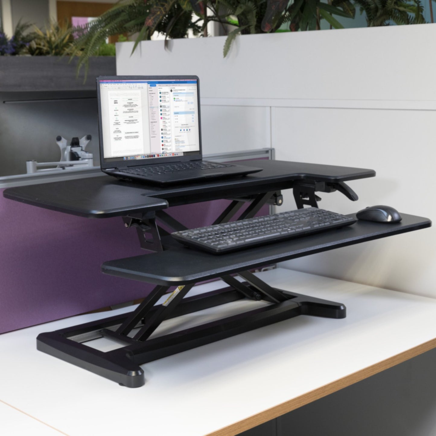 Sora height adjustable sit stand workstation for desks