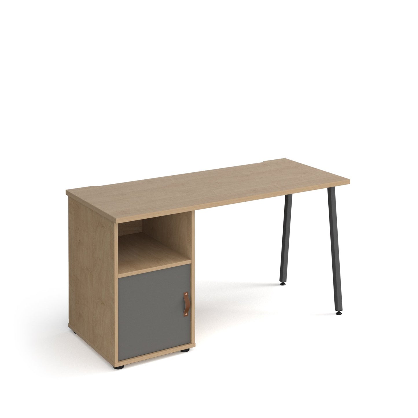 Sparta A-frame 600mm deep desk with support pedestal and cupboard door